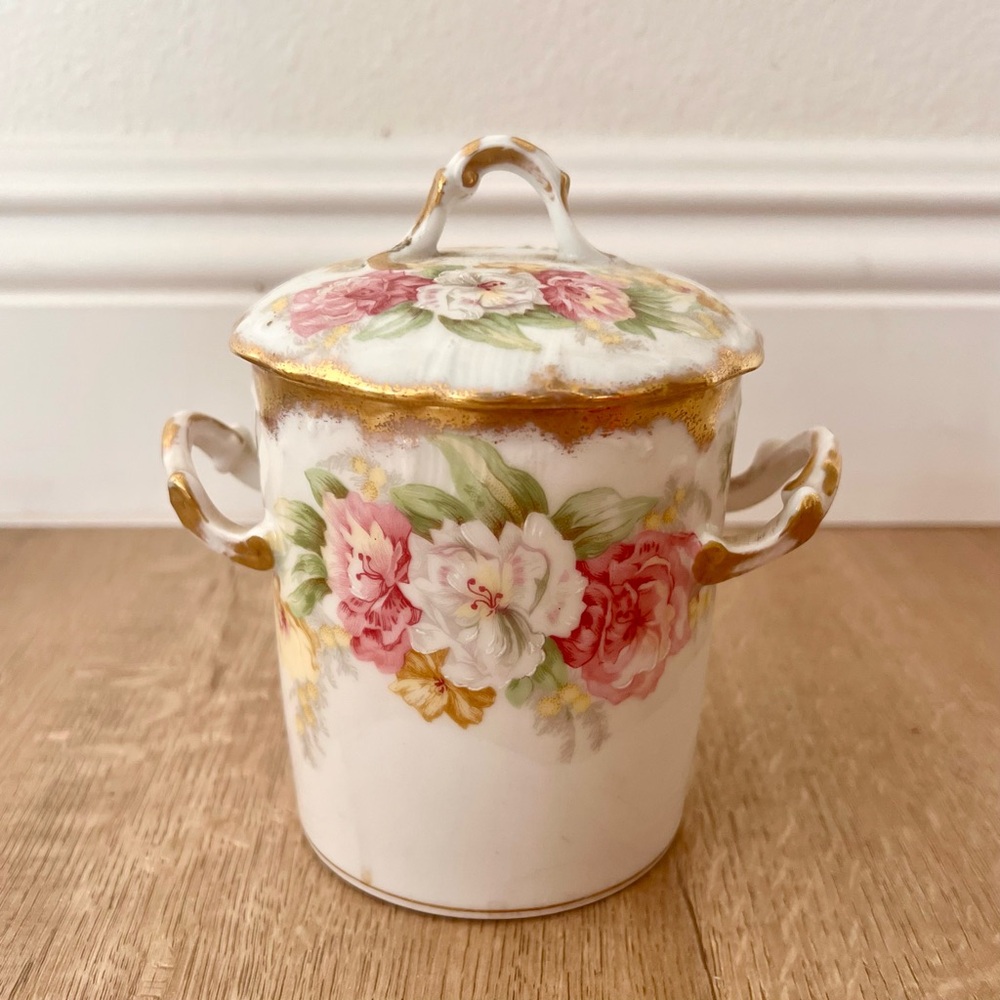 Antique 1989-1900 Elite Works Limoges France Condensed Milk Holder Jar Container